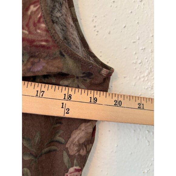 Lauren Ralph Lauren Floral Ruffle Sleeveless Top 1X Cotton Brown & Pink - Picture 8 of 12